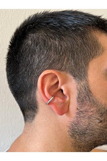 MAZEN Sıkıştırmalı Deliksiz Fake 316l Paslanmaz Cerrahi Çelik Unisex Küpe Kıkırdak Küpe Ear Cuff (1 ADET)