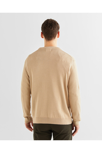 Gant Erkek Bej Regular Fit Bisiklet Yaka Kazak