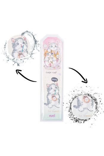 VUKİ Cat Patterned Glitter Water Bookmark