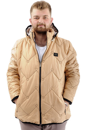 ModeXL Men's Plus Size down Coat - Cold Proof with Pockets and Zipper, U24600 Milk Coffee