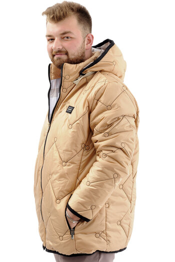 ModeXL Men's Plus Size down Coat - Cold Proof with Pockets and Zipper, U24600 Milk Coffee