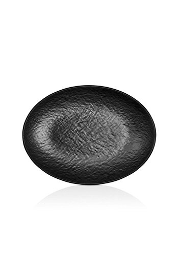 Külsan Melamine serving oval plate, size 35 cm black color