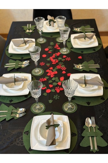 Bellacasa Green Christmas Themed 12-Person American Serving - Tableware and Dinnerware Set