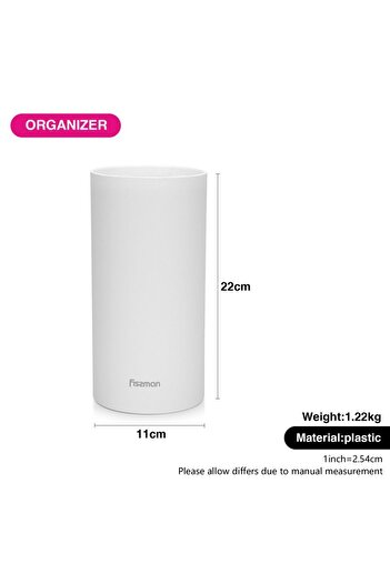Fissman Kitchen Knife Organizer 11x22cm, Round Shaped, White (Plastic)