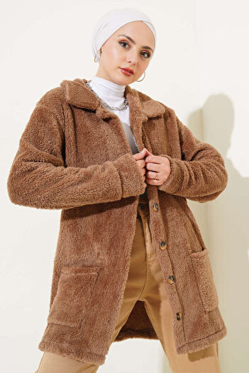 VOLT CLOTHİNG Women's Buttoned Plush Cardigan