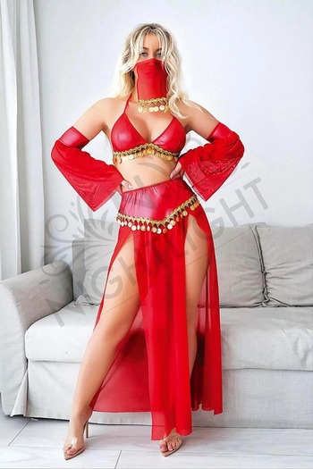 Nightlight Fancy Red Dancer Costume with Veil Gold Detail 1086-S-M