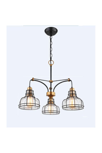 Homelux Loft chandelier 3 arms 48x48x55 cm, 3*e27, 40w, metal/glass, bronze/black