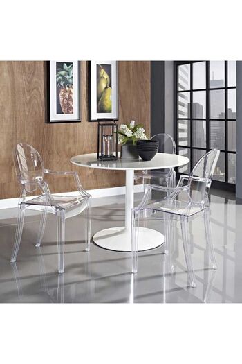 Homelux Transparent Glass Design Chair, With Handles, Polycarbonate