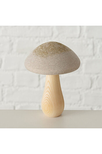 Homelux Set Of 2 Mushroom Decorations, Height 10.50-15 Cm, Grey