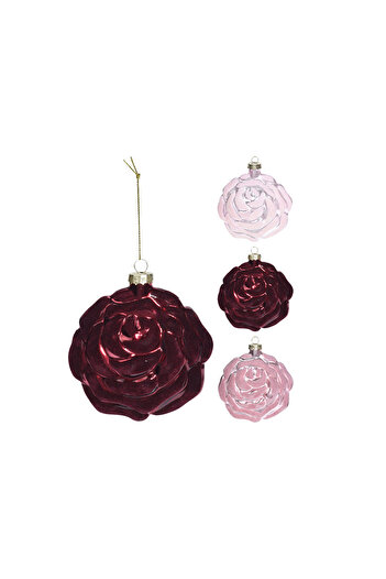 Homelux Christmas Tree Decoration 10 Cm, Rose, Velvet Look, Glass, Available In 3 Colors