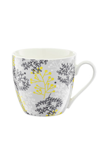 Homelux Coffee/tea Mug, Porcelain, 510 Ml, Gray And Yellow, Nordic