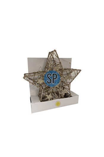 Homelux Decor de craciun led 28,5x7,5x28,5 cm, model stea, 14 micro led lumina calda, metal, auriu