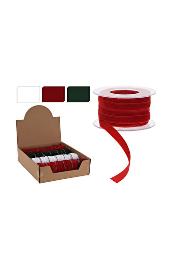 Homelux Decorative Christmas Ribbon 800x1 Cm, Velvet, Available In 3 Colors: White/red/black