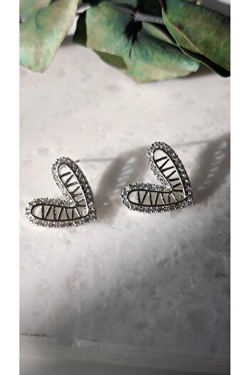 VOBEEYKU Zircon Stone Heart Earrings