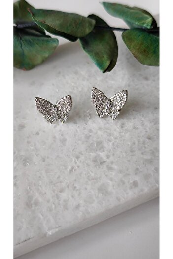 VOBEEYKU Butterfly Earrings with Zirconia