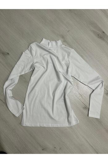 ParisTrend White Single Half Throat Long Sleeve Hijab Bodysuit