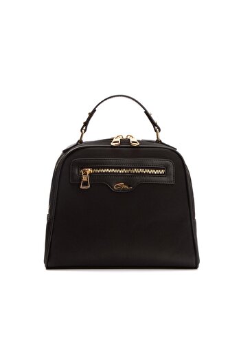 gio&mi Black Satin Neyva Hand and Shoulder Bag