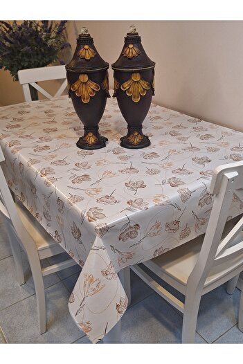 Başak Ev Tekstili Fiber Pvc Oilcloth - Patterned Erasable Tablecloth (Brown)