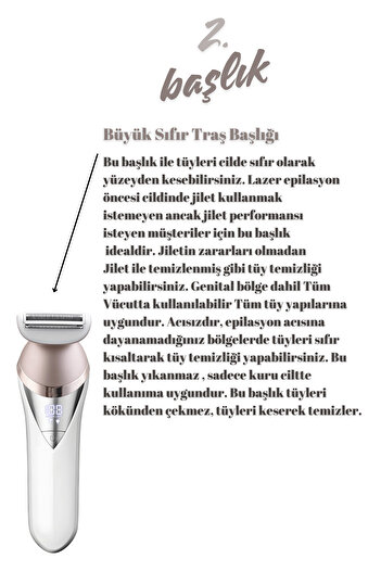 Shibowavy Jolvena 7 Başlıklı Süper Lüx Şarjlı Dijital Ekranlı Epilatör / Epilasyon
