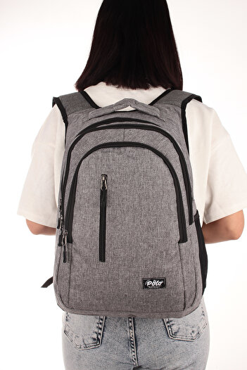 By Hakan Polo 8870 Bat Model - School Bag, Backpack, Orthopedic and Water Resistant Gray
