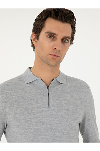 Cacharel Gri Regular Fit Basic Kazak 50296495-VR024