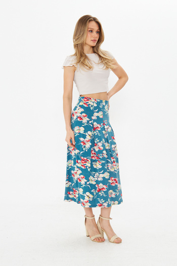 CrazyShopping Fusta lungă plisată în modal din viscoză cu model floral