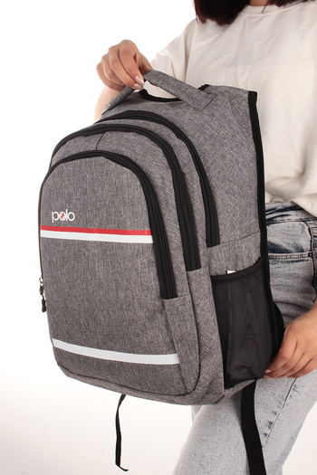 By Hakan My polo 8860 Okul Çantası Sırt Çantası Ortopedik Suya Dayanıklı GRİ