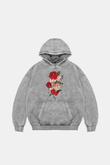 Sekizbiraltı Love Is Real Printed Oversize Unisex Washable White Hoodie