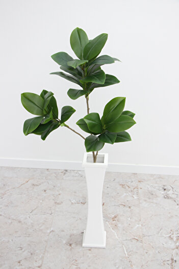 Yapay Çiçek Deposu White Thin Waisted Wooden Vase 60 cm