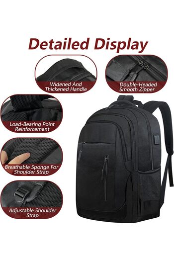 Yelajoy Travel Backpack,Business Laptop Backpack with USB Charging Port,Waterproof,18 Inch,33x4x47cm
