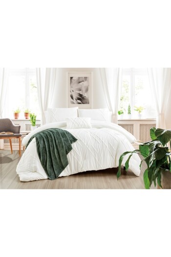White Chalean Heather Microfiber King Size Bed in a Bag Bedding Set