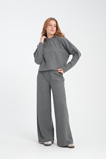 Store Kadın Alt Üst Takım - Kapüşonlu Sweatshirt ve Palazzo Pantolon