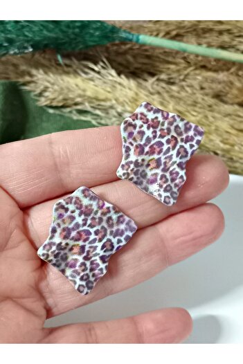 mos&more Quadrilateral Leopard Palaka Stylish Women's Earrings
