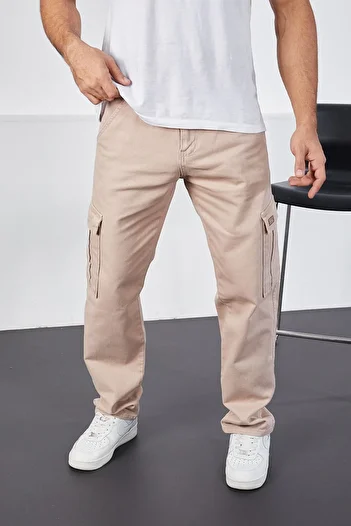 LTC Jeans Men's Beige Baggy Fit Comfortable Fit Cargo Pants