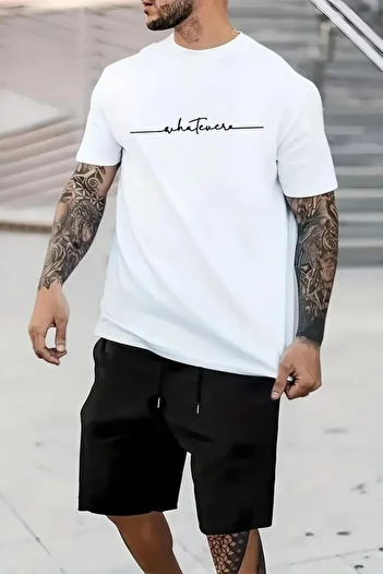 NO 601 Ανδρικό λευκό μπλουζάκι Whatever Printed Oversize