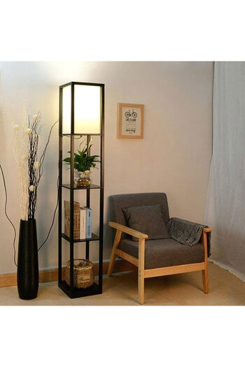 Homelux Lampa de podea Cubes, 26x26x160 Cm, E27, 40 W, Mdf/textil, Negru/alb