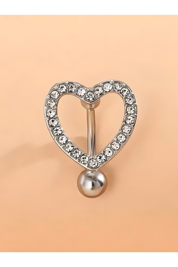 DCPİERCİNG Cerrahi Çelik Sıralı Zirkon Taşlı Kalp Göbek Belly Piercing