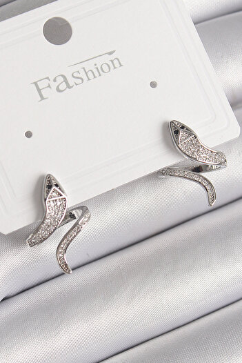 BESKAR Brass Silver Color Zircon Stone Snake Model Women's Earrings