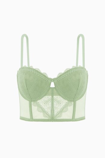 Wonna Fashion 2501 Rosali Soft Push up Padded Lace Bustier Bra Green