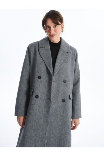 LC Waikiki Lcwaikiki Classic Jacket Collar Patterned Women's Cashew Coat