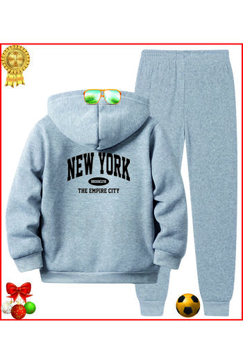 HOFFNUNG FULL HOODIE NEW YORK THE EMPIRE CITY GREY Σετ φόρμας με στάμπα