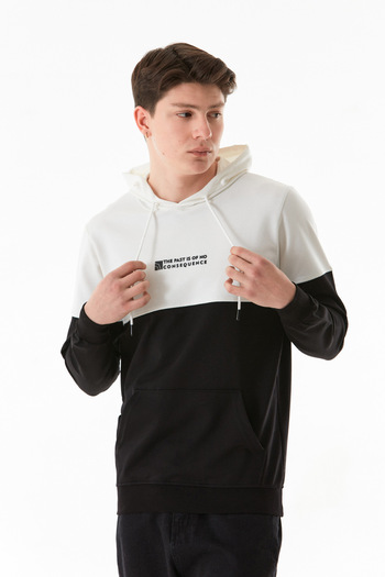Fulla Moda Рельєфний світшот з капюшоном та написом у вигляді кольорового блоку