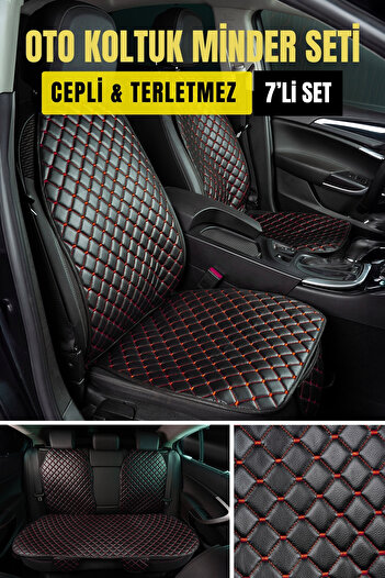 Ecarteks Seat Arona Compatible La Casa Leather Auto Cover-Cushion Set with Removable Pockets (7 Pieces) Red