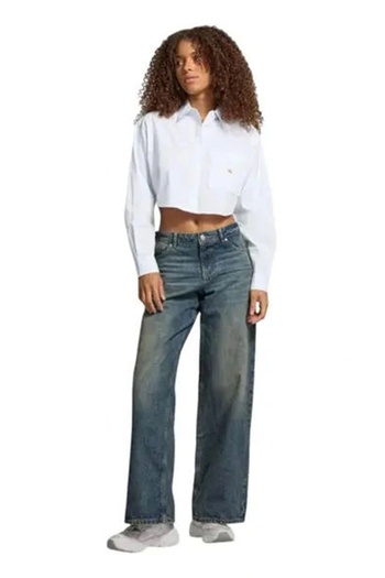 Calvin Klein Kadın Beyaz Crop Gömlek