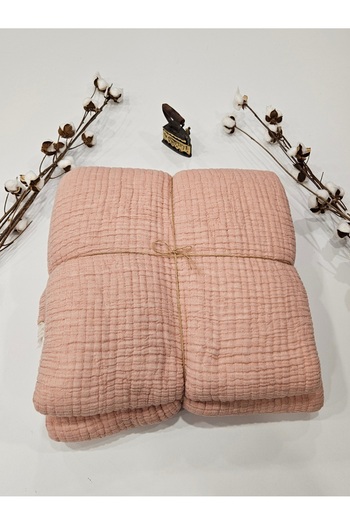 Gidia Dusty Rose 7 Layer Double Sided Padded Double Muslin Blanket 100% Cotton 230X240 cm