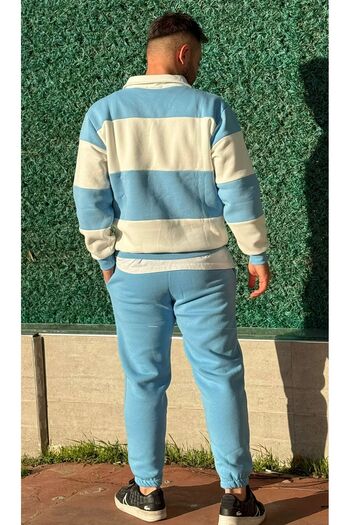 Altamira Σετ φόρμας Baby Boy μπλε ριγέ μισό φερμουάρ Oversize με ελαστικά πόδια