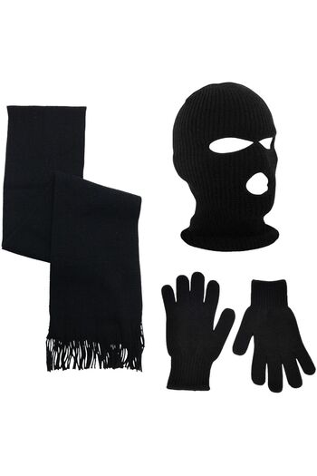 AXE SPORTSWEAR Men's Winter Black Knitwear Scarf - Set of 3 Gloves: Scarf, Balaclava, Gloves