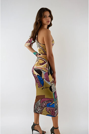 MsIconic Ms Iconic Store Patterned Single Shoulder Blouse Skirt