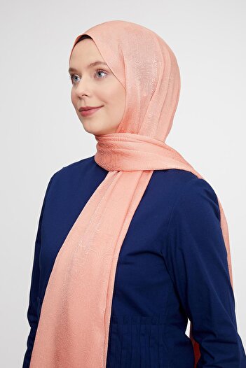 Levidor Salmon Hologram Pattern Jacquard Janjan Shawl