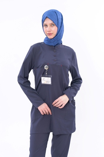 Vistros Medikal Women's Medical Uniform with Luxury Quality and Lycra - Doctor Nurse Jersey, Surgical Top V-017U